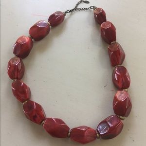Red flintstone chunky necklace